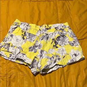 Kut from the Kloth Yellow Floral High Waist Shorts